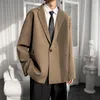 Luxury Classic Black Blue Khaki Japan Style Men'S Casual Blazers Autumn Spring Fashion Brand Loose Long Suit 220527