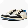 Ayakkabı fragman tasarımı Travis Scotts Jumpman 1 Düşük OG Basketbol Beyaz Askeri Mavi Tasarımcı Spor Spor ayakkabıları orijinal