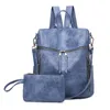 Fashion PU Leather College Girls School Bags Logo personalizzato Anti-Theft 2Pcs One Set School Backpack Waterproof Travel Giranchi da viaggio