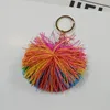 Nyckelringar Fluffy Multicolour Rubber Päls Boll Nyckelring Nyckelringar Holder Unisex Trendy Jewelry Bag Ornaments Gift Keychains