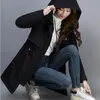 Foder Windbreak Spring Autumn Female Jacket Slim Women Basic Coats Midlong Casual Tops Hooded Black Zipper Vintage 220812