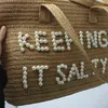 Mode Pearl Rattan Women Handväskor Designer Beading Wicker Woven Shoulder Bags Luxury Summer Beach Straw Bag Stor Tot Korgar 220512