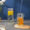 12 oz blanc Sublimation verre peut gobelet clair givré Cola peut couvercle en bambou bière Cocktail tasse whisky tasse à café pot de thé glacé