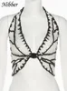 Nibber Butterfly Sexy Y2K Top Women Halter Bandage Без Рукавов Хипстер вязаный пляж Туника Летняя мода партии Club Camisole 220407