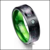 Уважительные кольца ювелирные изделия мужские мужские 8 -мм вольфрамовое карбид кольцо зеленое углеродное волокно.