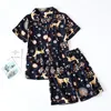 Sommer-Damenpyjama, dünner Abschnitt, kurzärmelige Shorts, großer Pyjama mit Blumendruck, Heimservice, Damenpyjama für Frauen 220321