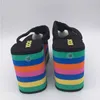 Neue Super High Heel Frauen Flip-Flops Sandalen Hausschuhe Dicke Bodenplattform Hang Strand Weibliche Regenbogen Rutschen Schuhe 210301