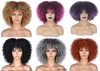 10Colors kvinnors korta lolita peruker syntetiska afro kinky lockiga bangs cosplay naturliga hårstrån peruk