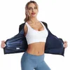 Vrouwen Sauna Shaper Tops Lange Mouw Thermo Zweet Shapewear Afslanken Rits Taille Trainer Corset Gym Fitness Workout Shirt 220801