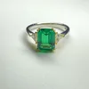 Meisidian Three Stones 2 قيراط emerald s925 Sliver Triangle Diamond Ring 220816