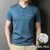 camisa masculina de seda azul