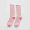 Calzini e calzetteria giapponese Harajuku RetroHigh donna cotone sciolto scuola ragazze stile coreano maglia tinta unita lungo nero rosa DesignerSocks