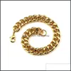 Bracciali a catena a maglie Gioielli Da uomo Acciaio inossidabile Per uomo Oro Sier Miami Catene a maglie cubane Braccialetto Moda Non tramonterà mai Regalo Drop Delivery 2