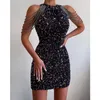 Yidingzs fora do ombro ouro lantejoulas vestido curto festa bodycon vestido feminino sexy vestido de noite 18607 220705