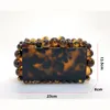 Leopard Beads Acryl Box Evening Clutch Torba Kobiety Elegancki projektant luksusowe torebki i torebki weselne x6H 220614