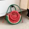 Evening Bags Hand-made Braided Beach Summer Straw Bag Fashion Rattan Totes Lady Cute Watermelon Shoulder Women Woven HandbagsEvening