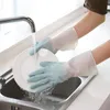 Hushållens rengöringshandskar Transparent vit tvättvattentät gummi Hem diskmedel