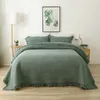 Koronkowy Decor Bedspread na łóżku Zestaw kołek bawełniany 3 sztuk Podwójna Koc Piasek Pranie Łóżko Pokrywa Królowa Rozmiar Solid Coverlet Chausub