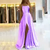 Robes en satin robe de soirée Prom Party Robe de Robe formelle Simple Spaghetti Sexe Slit