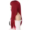 Qzy Long Synthetic Straight Halloween Ombre Genshin Impact Cosplay Lolita Wig Black Pink Hair for Women fake coloredwigs220505