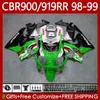 Corps OEM pour HONDA CBR900RR CBR919RR CBR 919RR 900RR 98 99 Carrosserie blanc vert 127No.175 CBR919 CBR900 RR CBR 900 919 RR CC 1998 1999 900CC 919CC 1998-1999 Kit de carénage