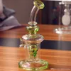 Ny Green Hookah Skeleton Design 8 tum Glass Bong Water Pipe Rökning Percolator Beaker med Glass Bowl Quartz Banger