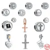 925 Gümüş Cazibe Boncuklar Dangly İnanç Kutsanmış Dua Çapraz Boncuk Fit Pandora Charms Bilezik DIY Takı Aksesuarları