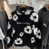 Designer riktiga bilder 3d skumtryck hoodie män kvinnor fleece för att hålla varma broderade bokstäver vintage tröjor tröjor grå svart