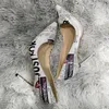 Tikicup spaper Printed Women Patent Pointy Toe High Heel Shoes Fashion Designer Ladies Slip On Stiletto Pumps 8cm 10cm 12cm 220402