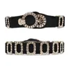 2022C fashion rhinestone elastic belt Women Korean version versatile dress decoration accessories wide waist seal set with rhinestone elastic belt