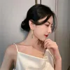 Dingle ljuskrona vintage grön kristall lång tråd tofs örhängen för kvinnor klassisk fyrkantig strass örhänge koreanska modesmycken gif