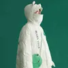 Y2K Ragazza Divertente Rana Verde Imbottito Abbigliamento Donna Inverno Cartone Animato Simpatico Peluche Caldo Nuovo Puff Giacca Con Cappuccio Parka Giapponese Kawaii C L220725