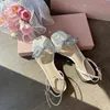 Girl's Rhinestone Bow With Thick Heel Square Toe Low Heel Sandals Women's Summer G220519