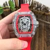 UXURY Watch Date Luxury Mens Mécanique montre Crystal Transparent Skull Personnalisé Coudure de montre de bracelets Swiss Mouvement décontracté à la mode Full-Automatique