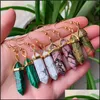 Charm Designer Altıgen Taş Sarkık Takılar Küpe Rose Quartz Turkuaz Lapis Lazi Altın Kaplama Şifa Kristal Dangle Dhseller2010 DHXRU