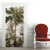 3D Green Palm Leaf Door Sticker Self Adhesive P o Wallpaper For Bedroom Entrance Poster Furniture Decal Home Design Cover 220716