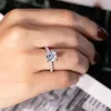 Cluster Rings Real Solid 925 Sterling Silver Ring Luxury 2Ct Cushion Cut Diamond Stone Wedding Engagement For Women Fine Jewelry GiftCluster