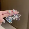 Lámpara colgante de cristal transparente para mujer, pendiente de gota de agua, elegante, perla, flor, lentejuelas, joyería geométrica