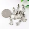 250Pcs Antique Silver Alloy Dress Charms Pendants For Jewelry Making Findings 10.5X26mm