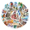 50 stks wereldberoemd gebouw Landmark Stickers World Travel Graffiti Kids speelgoed Skateboard auto motorfiets fietsstickerstickersgroothandel groothandel