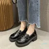 Klassieke luxe vrouwen platform schoenen casual dikke hakken schoen val Britse stijl luie mode jurk zwarte single zapatillas mujer