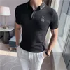 Polos Polos Style Summer Ice Silk Haftowane koszule Mężczyźni Ubranie 2022 Casual Slim Fit