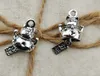 Tibetan Silver Lucky cat bell pendant Handmade Decorative Metal DIY Jewelry Alloy accessories e53h