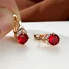 Stud Charm Gold Color Birthstone Earrings Classic Round Red Zircon Hoop Luxury Female Crystal Stone For Women PartyStud Dale22 Farl22