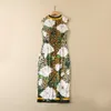 Spring Round Neck Natural Real Silk Dress Floral Print Multicolor Sleeveless Leopard print White Rose Mid-Calf Pencil Dresses 22G210040