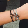 Charm Bracelets Sindlan Bracelet Ankle Fashion Ethnic Wind 3pcs / Set Jewelry Bohemian Hand-knit Round Wave Pendant Cotton For WomenCharm In