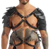 Soutien-gorge Ensembles Sexy Gothique Hommes Faux Cuir Armure Épaule Tops Poitrine Harnais Bondage Club Lingerie Guerrier Cosplay Réglable Fétiche C329W