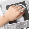Zilveren kleur open ring gladde druppel persoonlijkheid verstelbare ring fijne sieraden voor vrouwelijke feestaccessoires