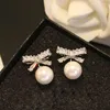 Stud Delicate Pearl Bow Earrings For Women Girls 2022 Small 925 Stamp Jewelry Bijoux Cute GiftsStud Dale22 Farl22