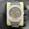 검은 골격 남성 시계 자동 기계식 시계 남자 시계 41mm 다이버 스포츠 스틸 스트랩 5 ATM 방수 사파이어 유리 운동 손목 시계 Montre de Luxe